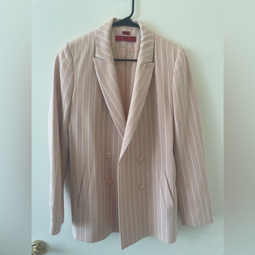Boss - blush pink stripe blazer